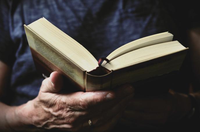Librarian holding a book Librarian holding a book