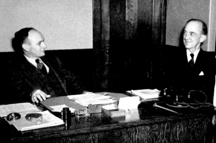 Harry Patrick Harding (right), 1941 courtesy of the Robinson-Spangler Carolina Room. Harry Patrick Harding (right), 1941 courtesy of the Robinson-Spangler Carolina Room.