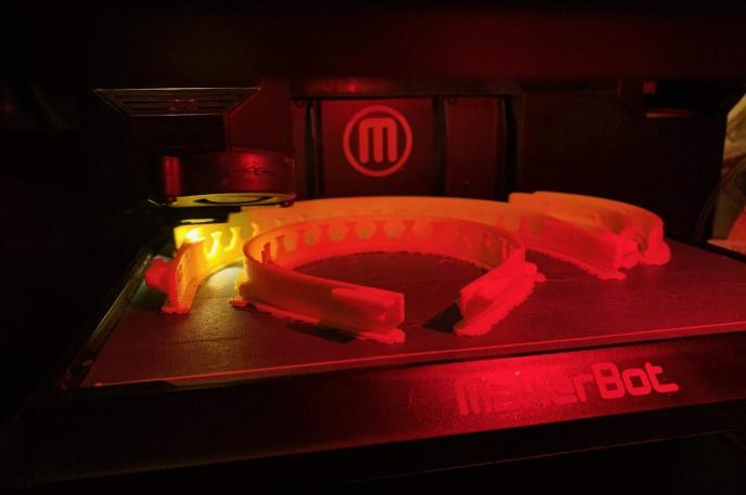 Charlotte Mecklenburg Library makerspace 3D printers assist in medical mask production. Charlotte Mecklenburg Library makerspace 3D printers assist in medical mask production.